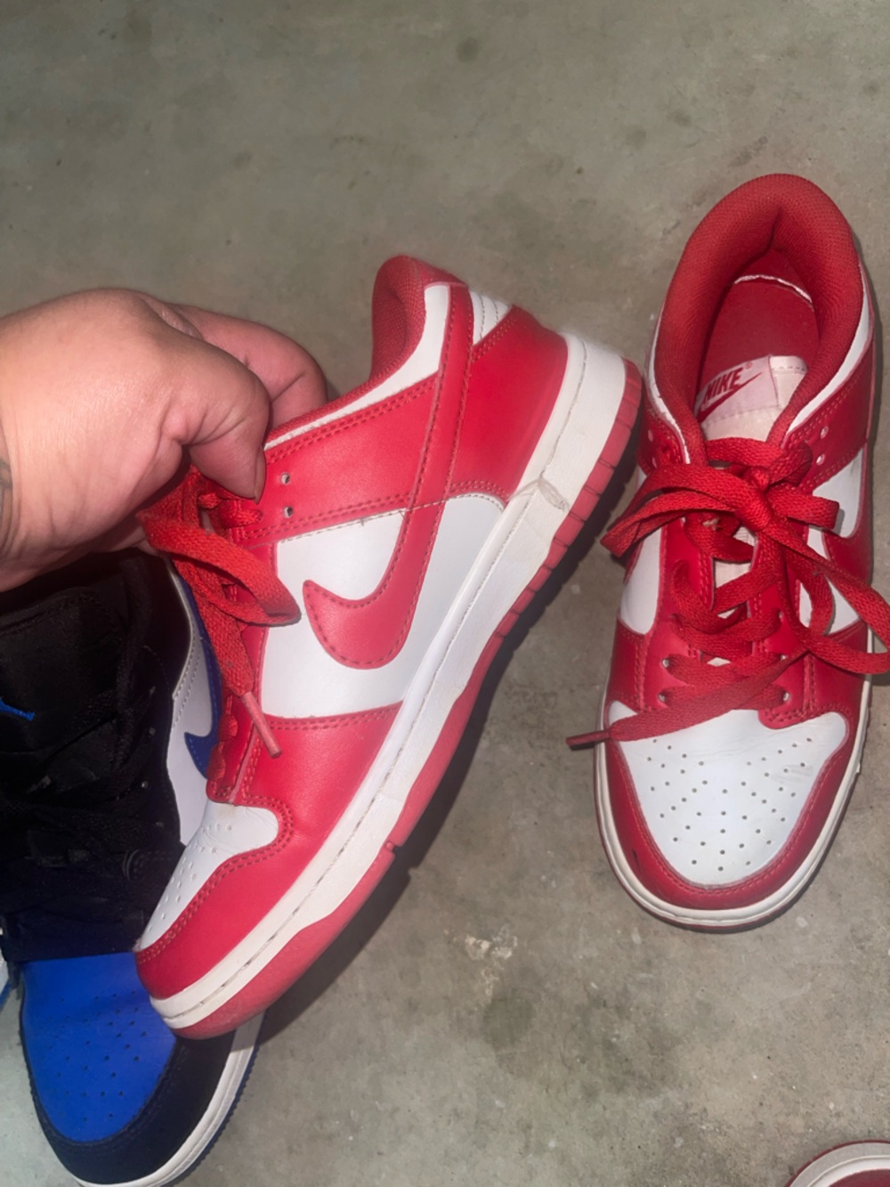 Nike Kids Red and White Low-Top Sneakers